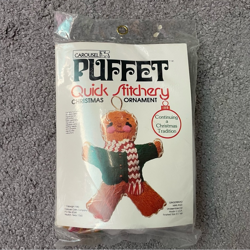 Carousel Puffet Quick Stitch Gingerbread Man Ornament Kit #622 New Sealed